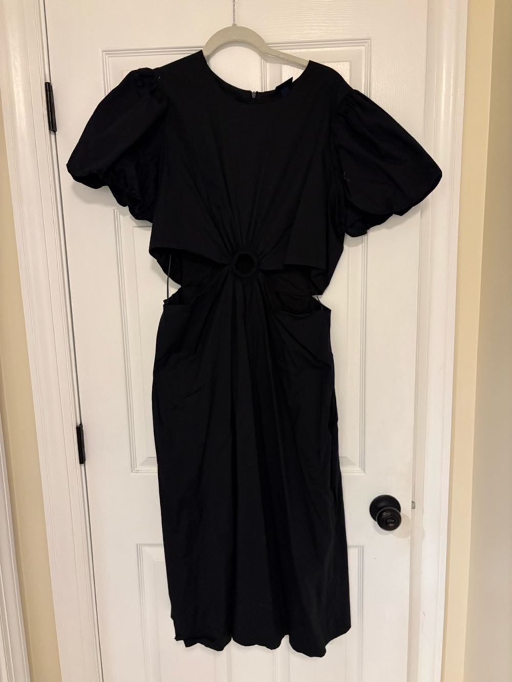 Black Cutout Midi Dress with Ring Detail